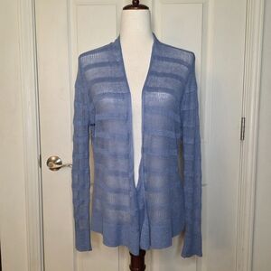 Eileen Fisher Blue Linen Open Knit Cardigan